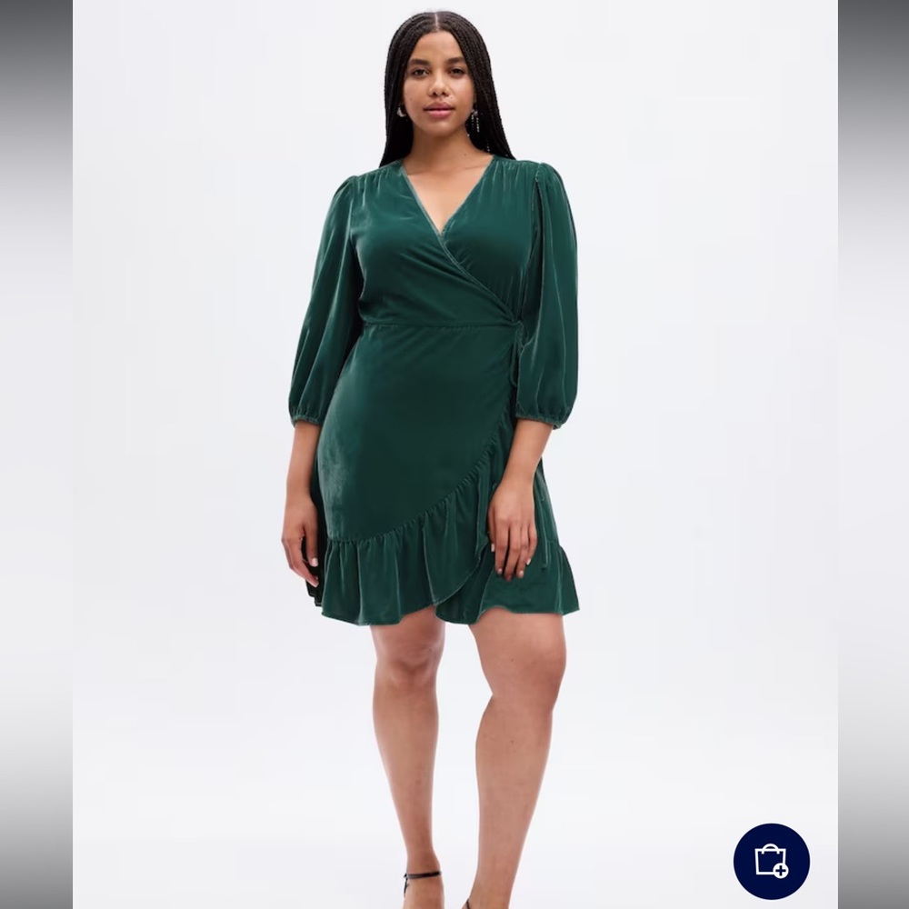 Velvet Green Wrap Mini Dress